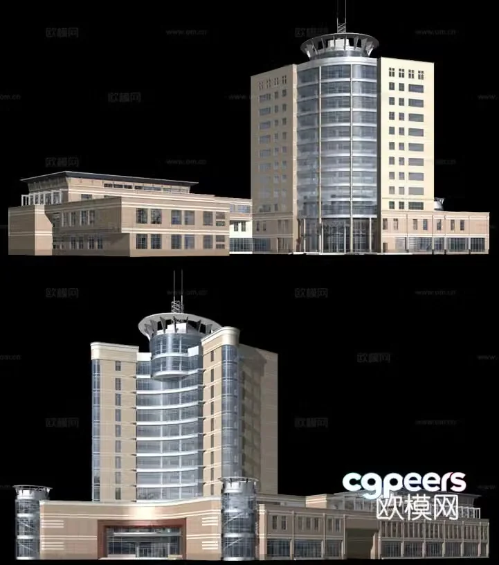 3D model of multi-story public building appearance