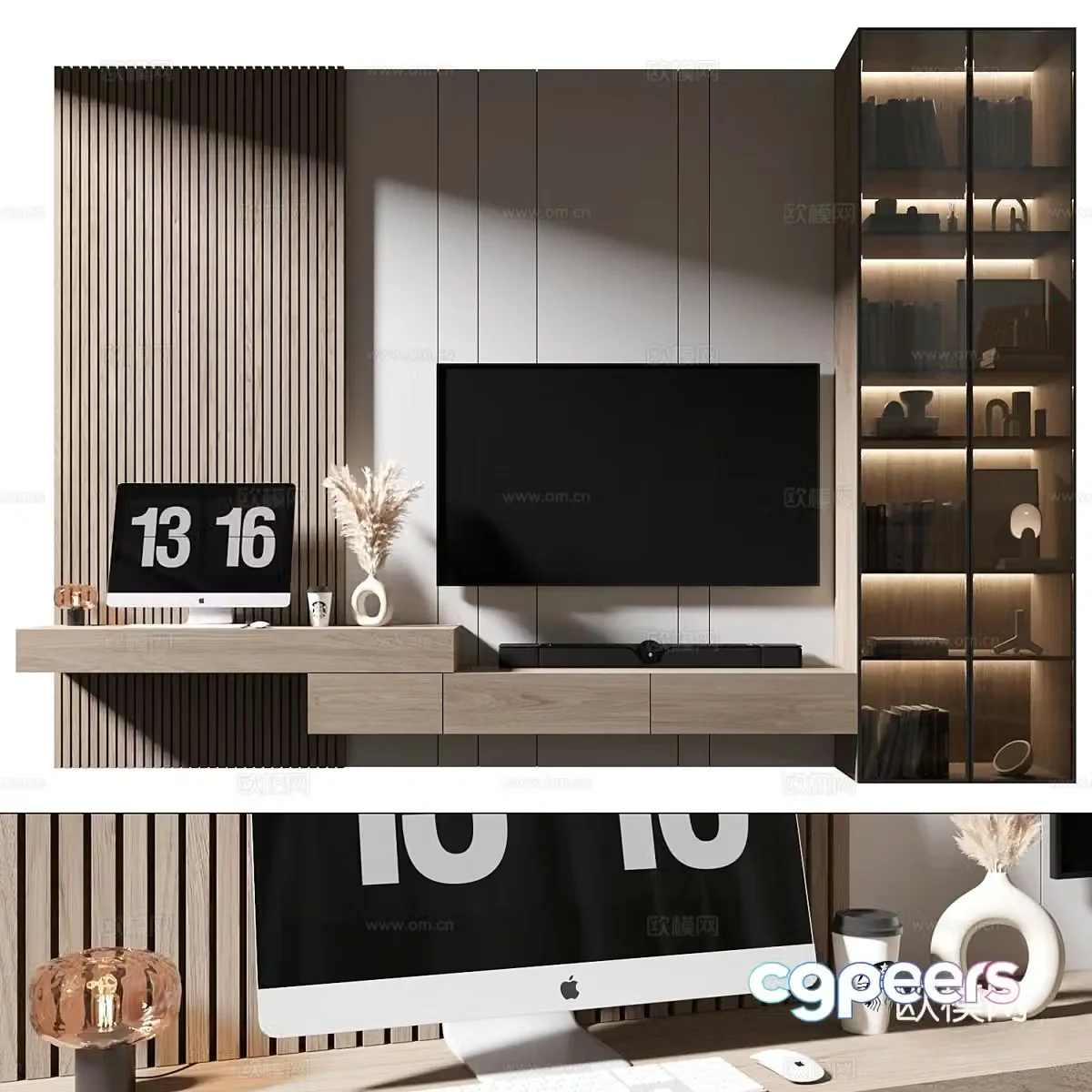 Modern TV background wall 3d model