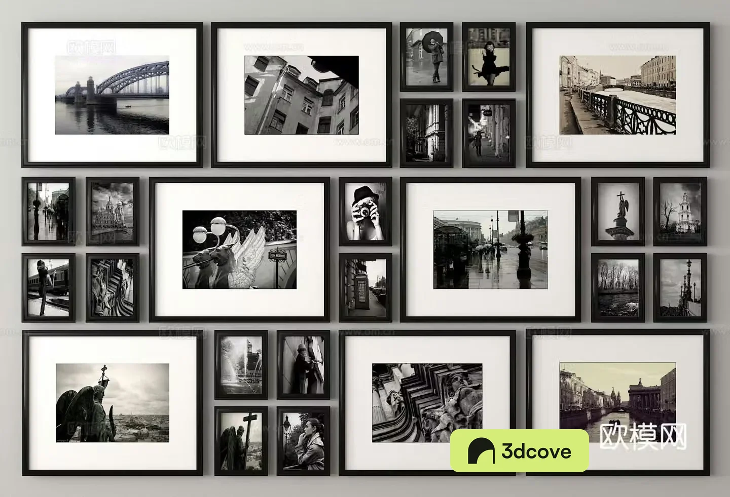 Black and white old photos decorative paintings photo wall photo frame