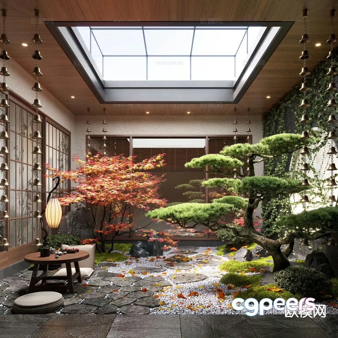 New Chinese Zen Patio Courtyard Landscape 3D Model