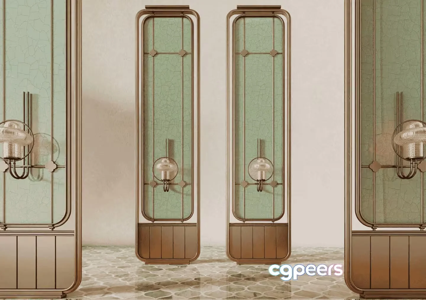 Gold Light Fixtures 3D Model – 10250 – VRAY Render