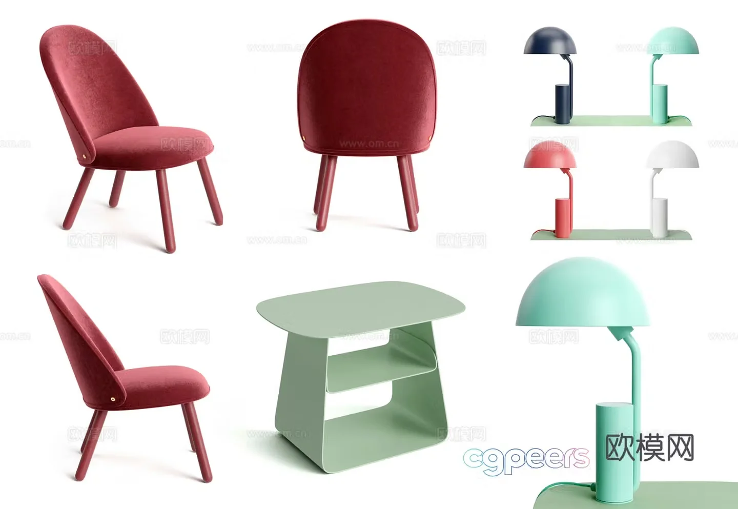 Modern casual chair fabric single chair 3d model