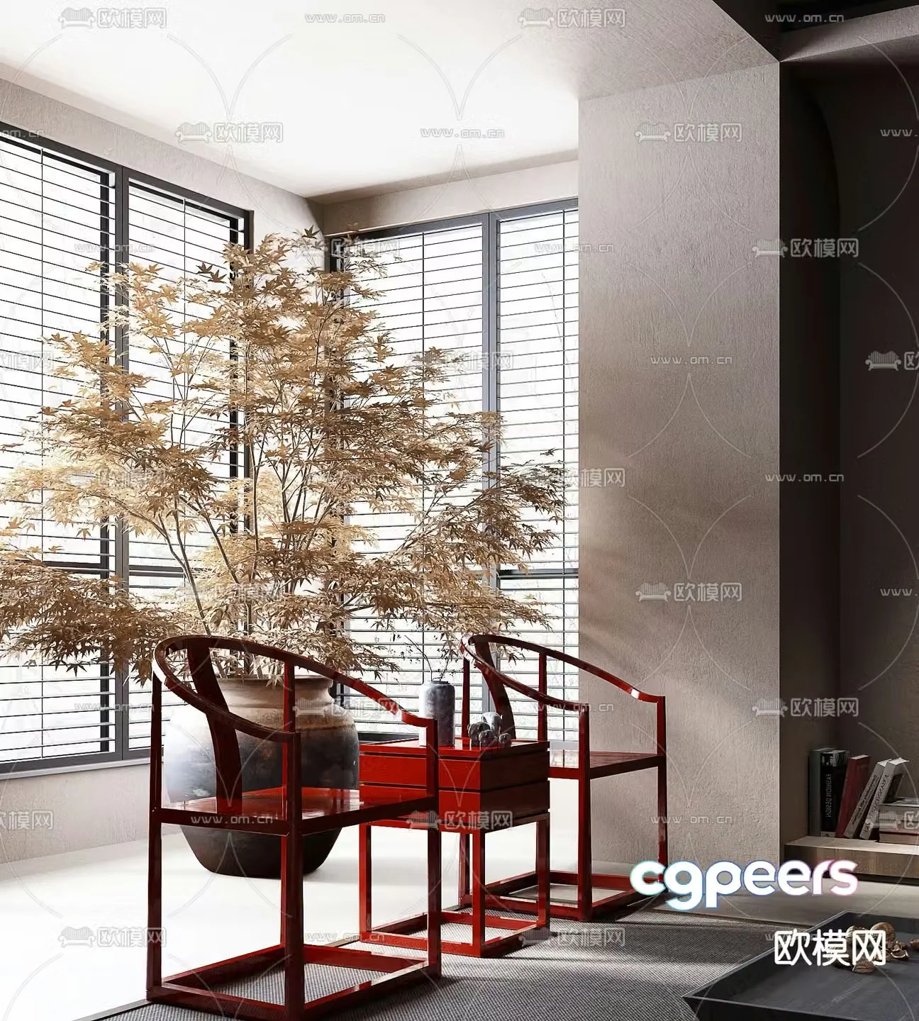 New Chinese style armchair red chair 3d model