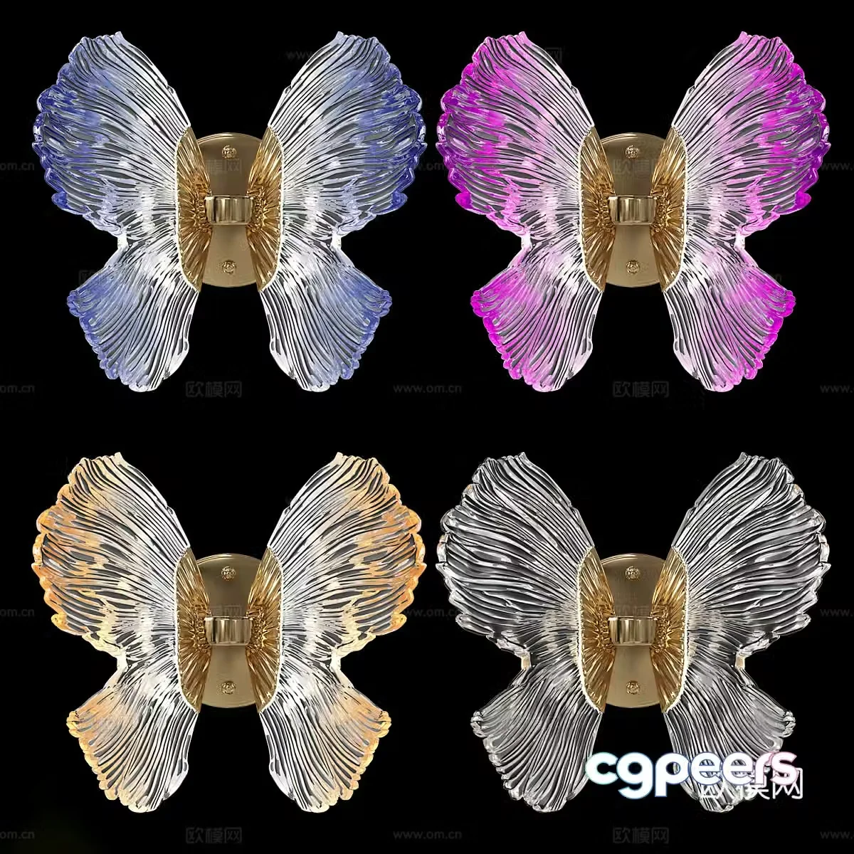 Modern light luxury butterfly fluorite wall lamp 3d model