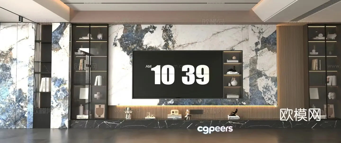 3d model of TV background wall