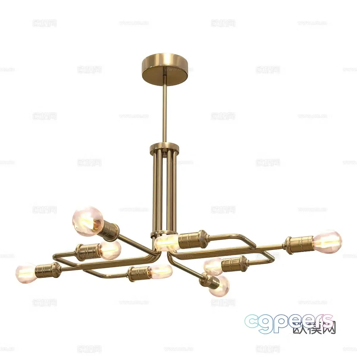 Light luxury hall chandelier 3D model