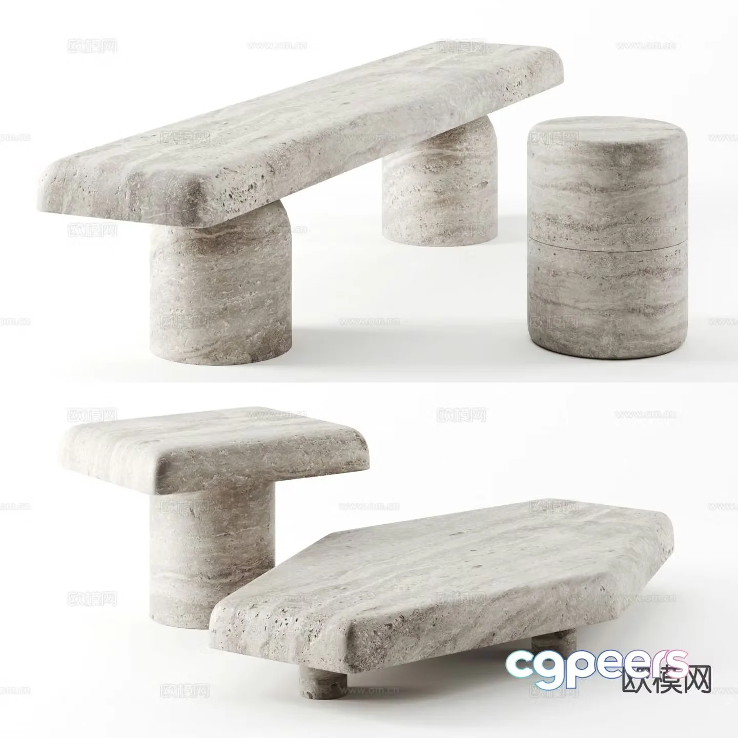 Wabi-sabi style coffee table stone coffee table 3d model