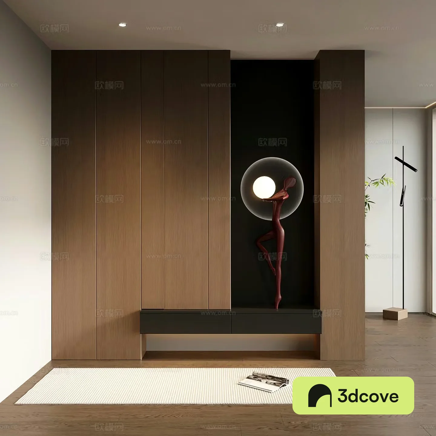 Italian minimalist porch cabinet door-entry shoe cabinet porch background
