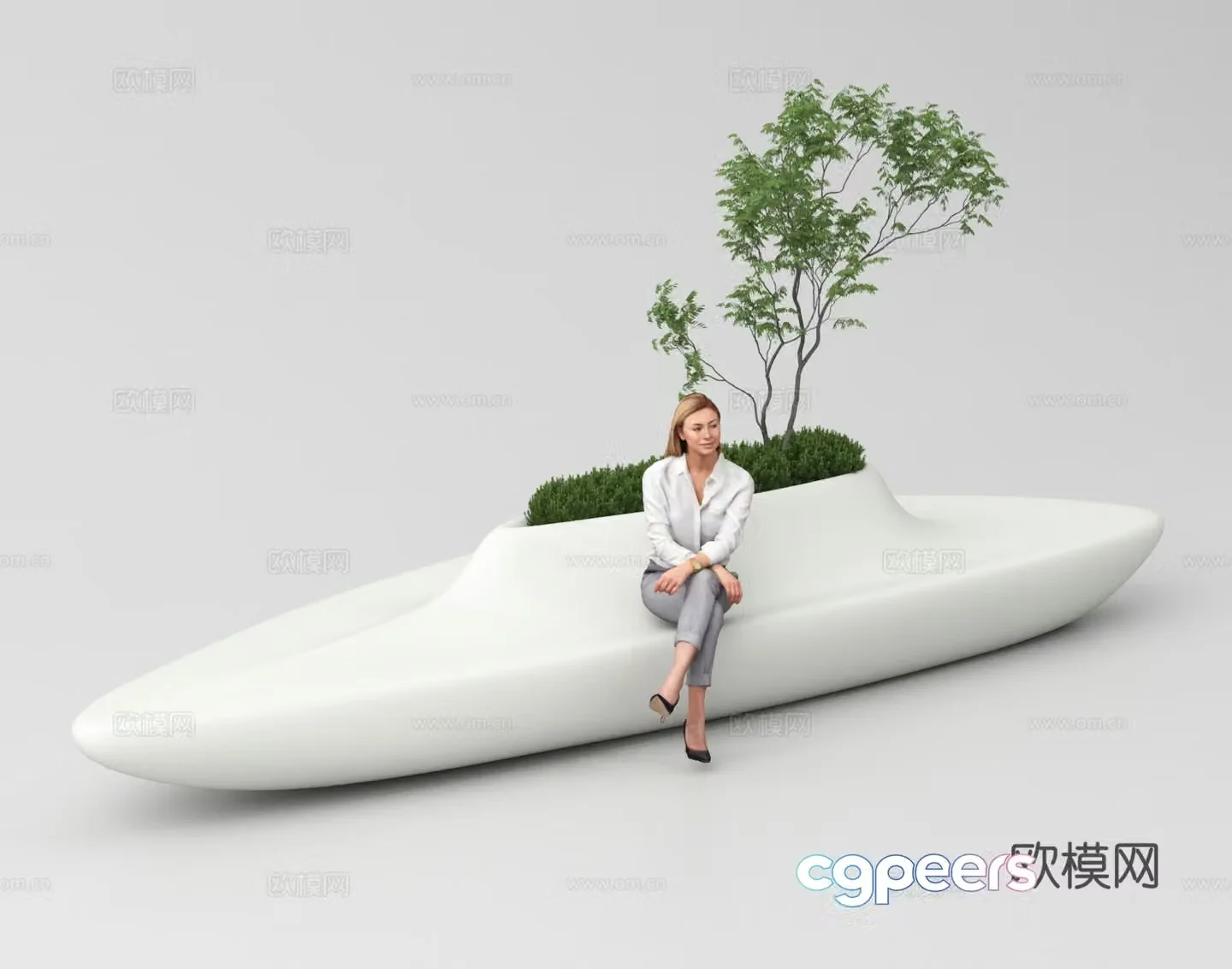 Landscape seats casual seats special-shaped seats tree pool outdoor seats 3D model