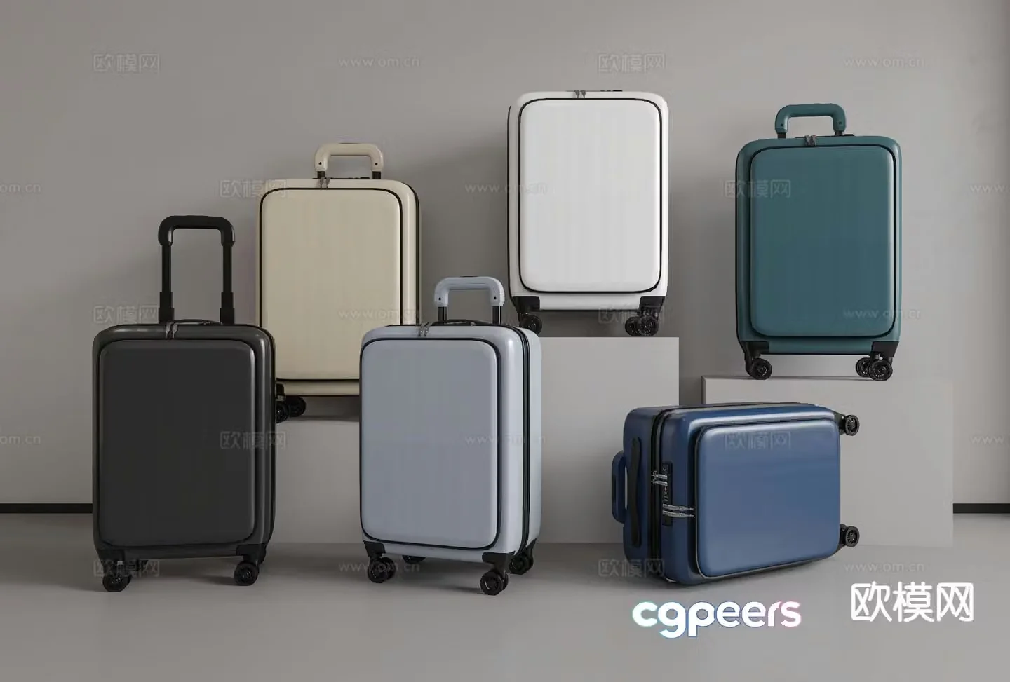Luggage luggage trolley suitcase password box 3d model