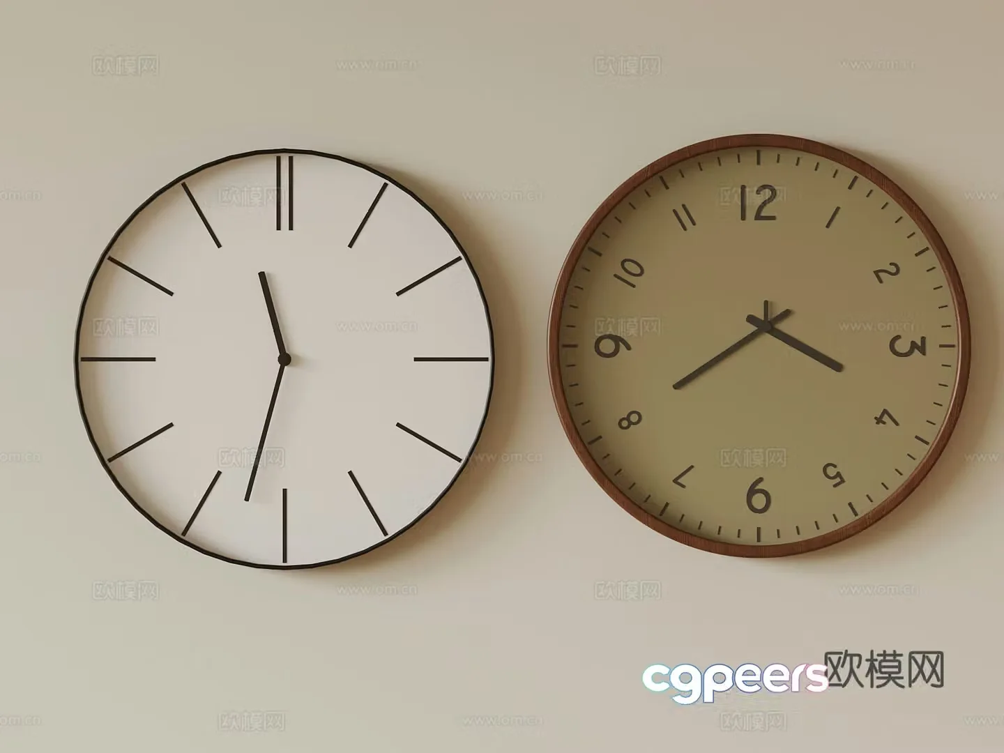 Modern wall clock combination 3D model