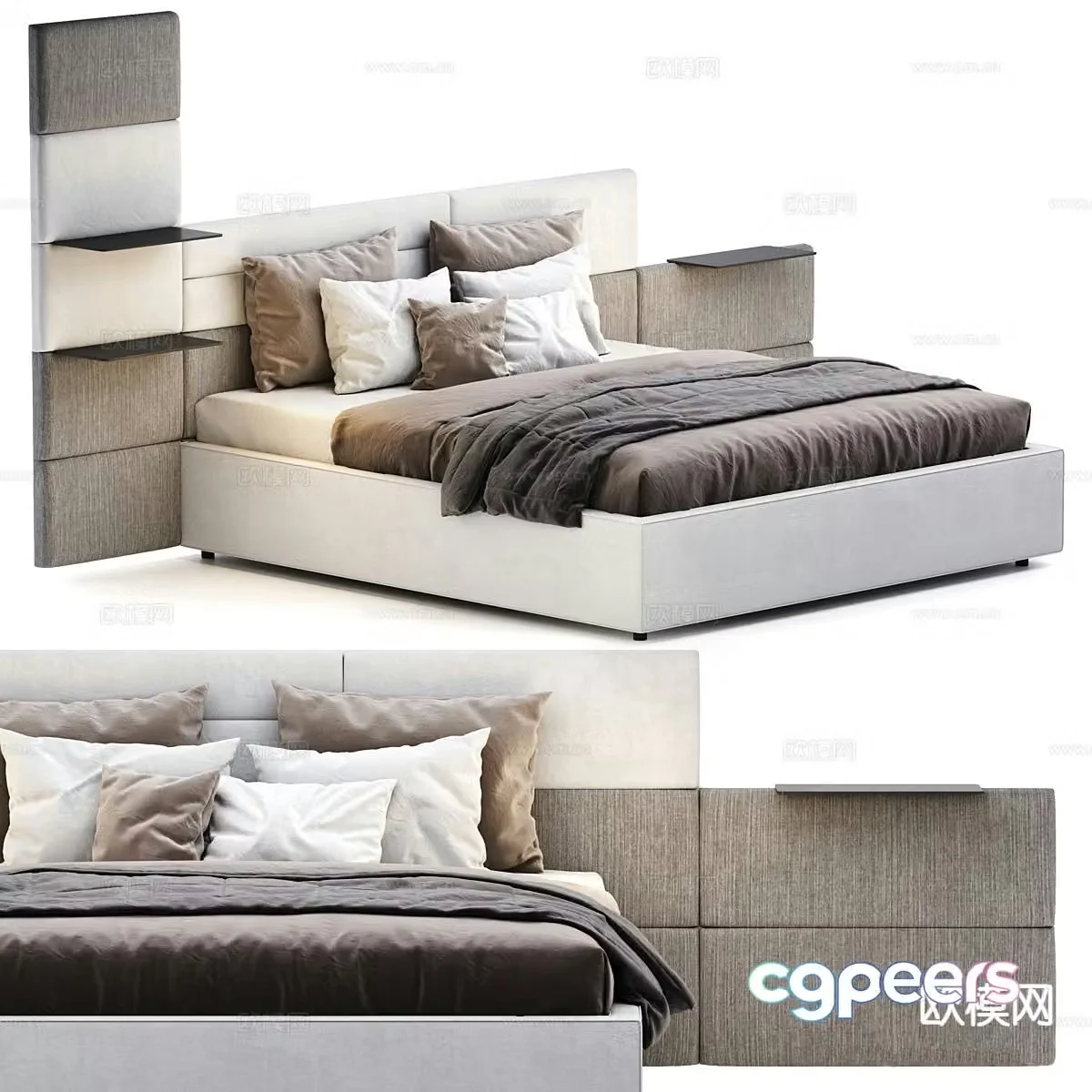 Modern double bed 3d model