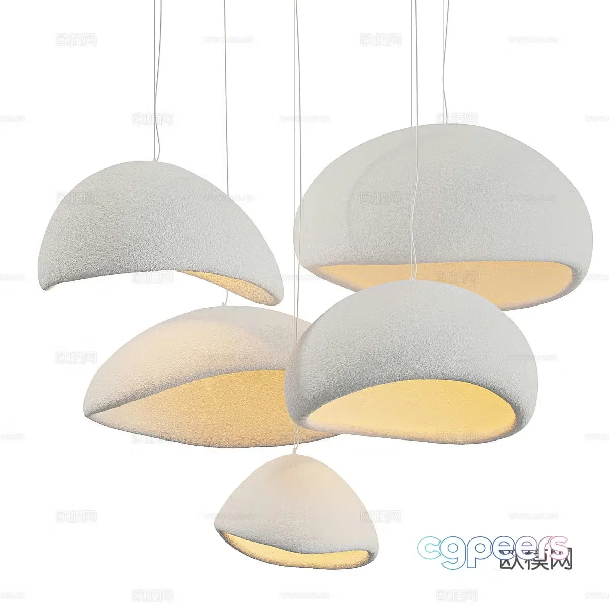 New Chinese style Wasabi pottery decorative chandelier 3D model