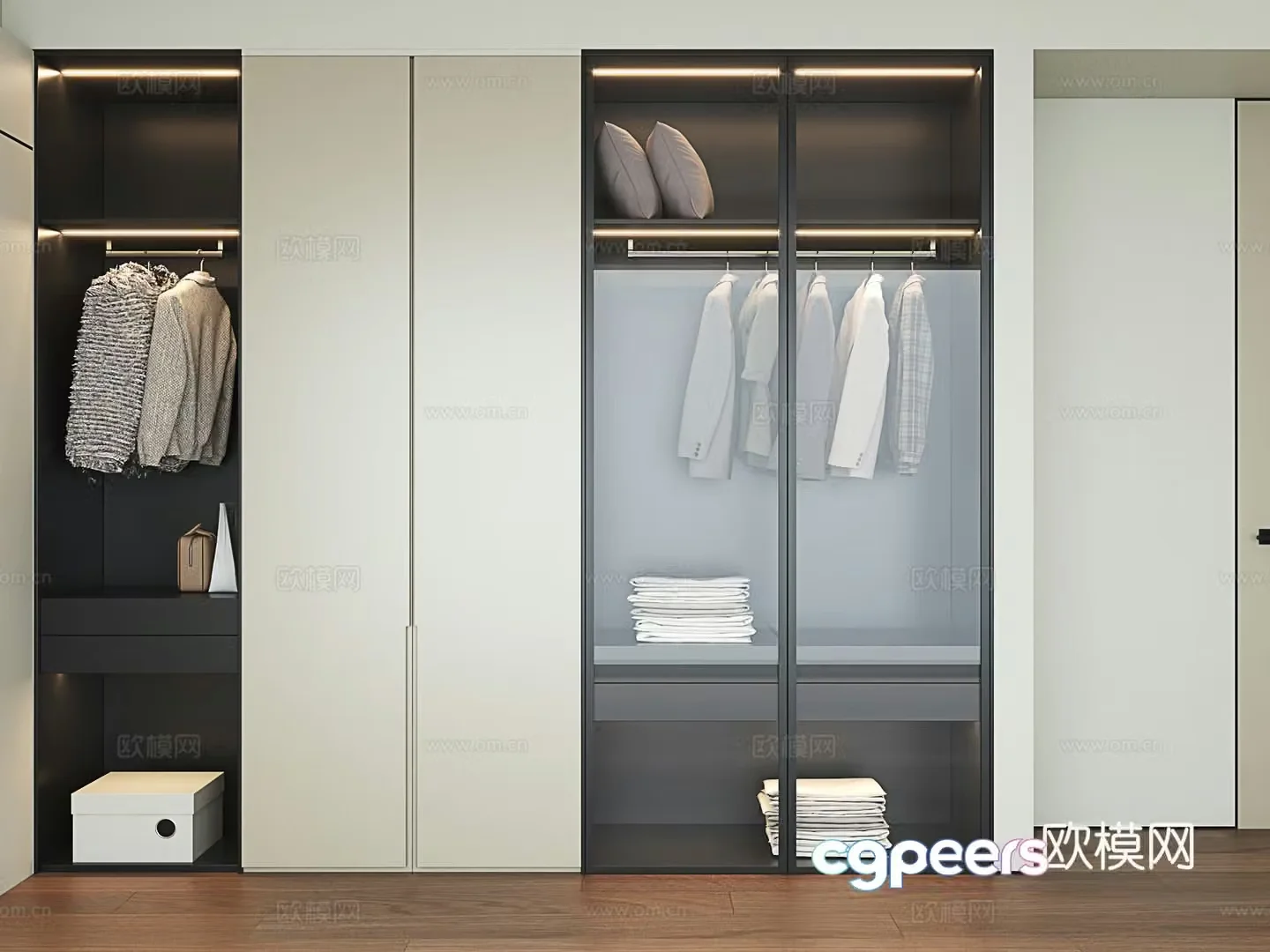 Modern wardrobe Simple wardrobe Glass wardrobe 3d model