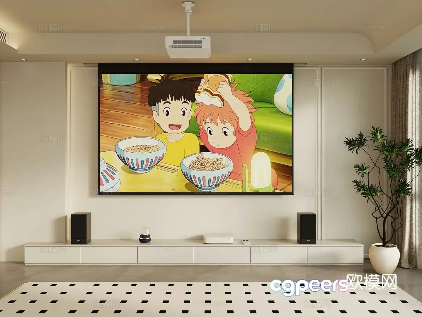 Modern projection screen audio 3d model