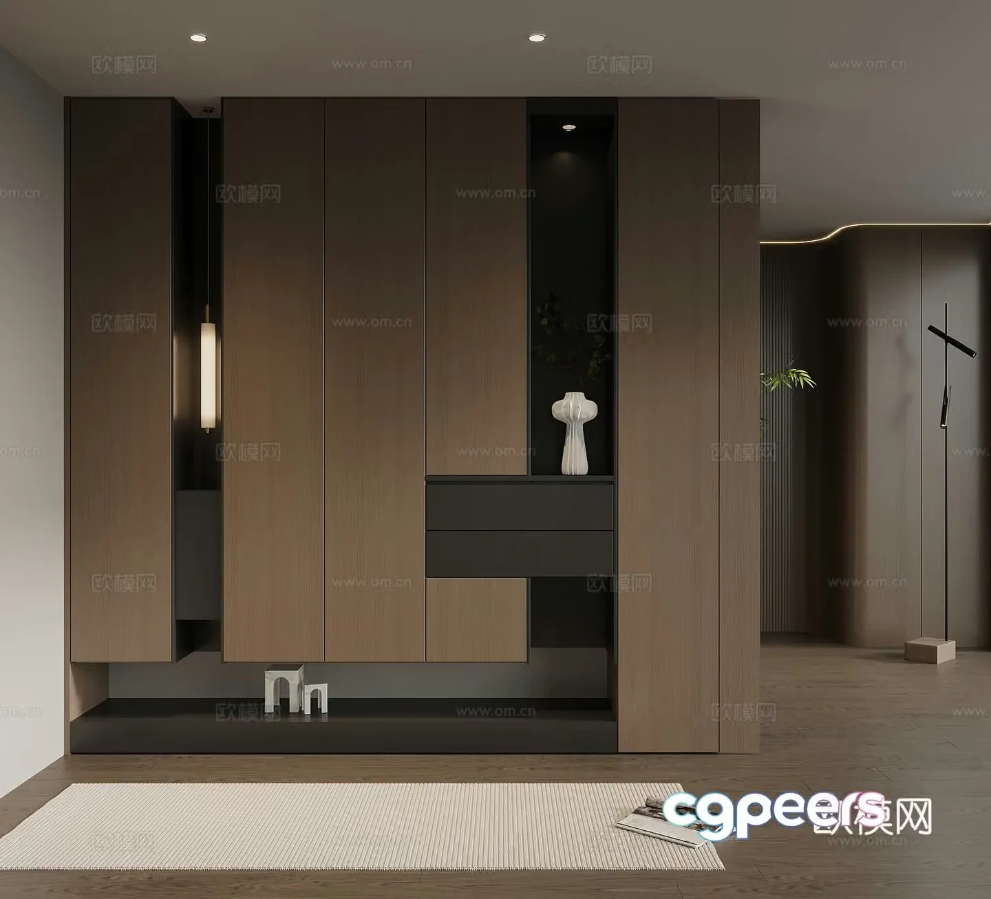 Italian minimalist porch cabinet door-entry shoe cabinet porch background 3D model
