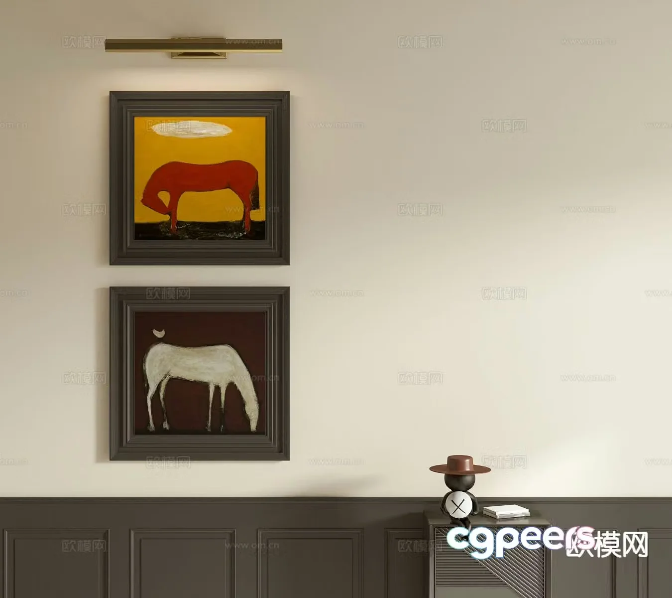 Medieval style art painting abstract painting decorative painting 3d model