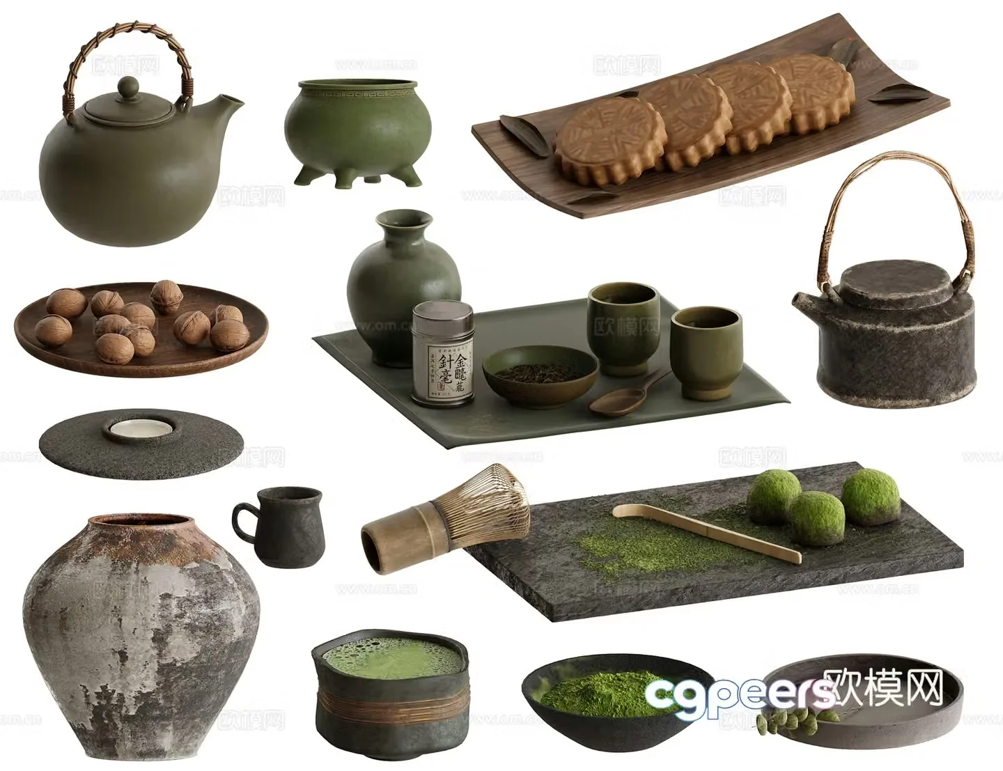 New Chinese tea set ornaments 3D model