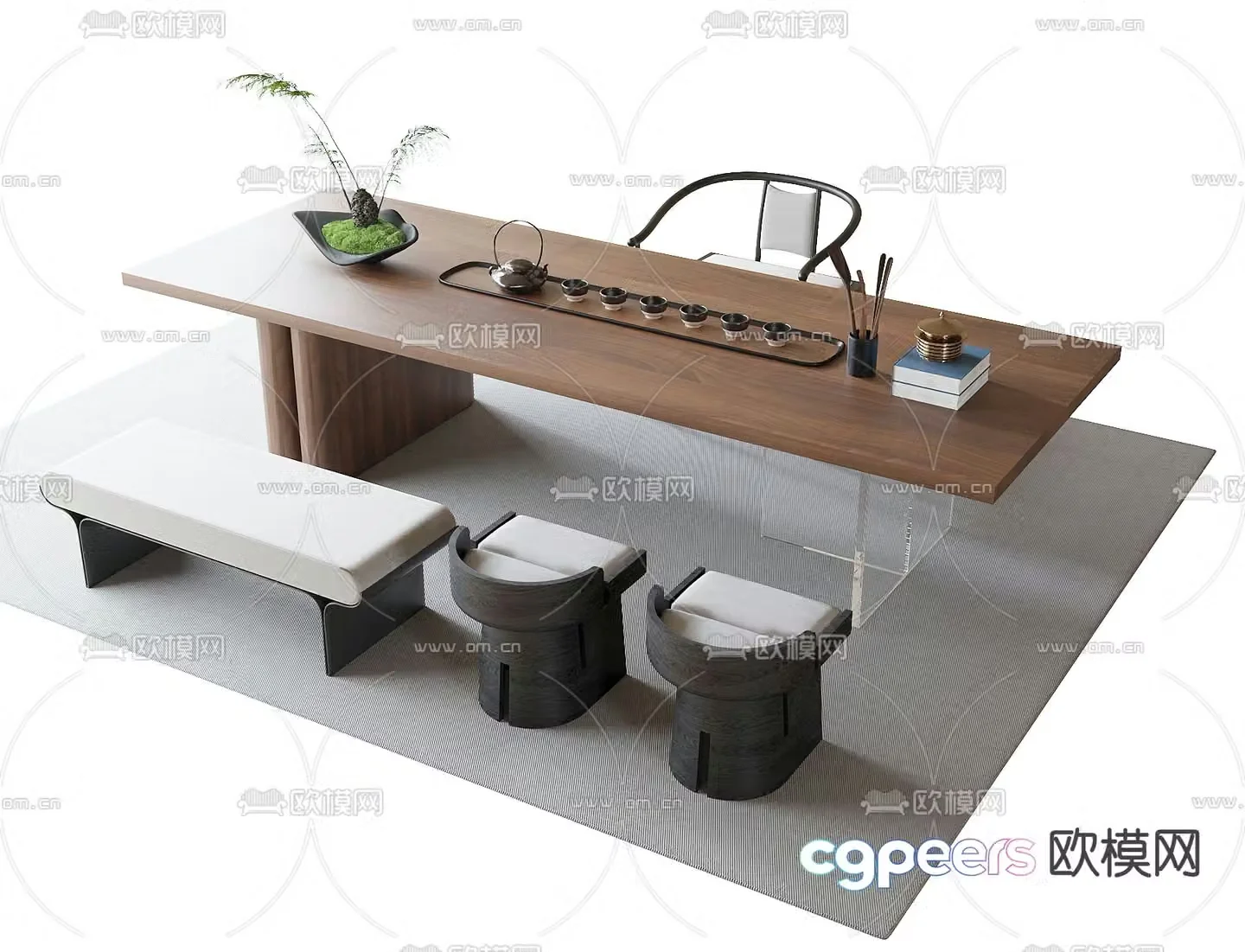 New Chinese style tea table tea table 3d model