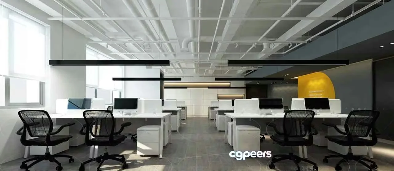 Modern Office Space 3D Model – 1196 – VRAY Render