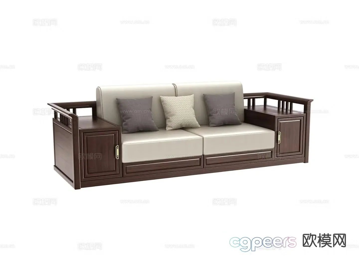 New Chinese style double sofa 3d model
