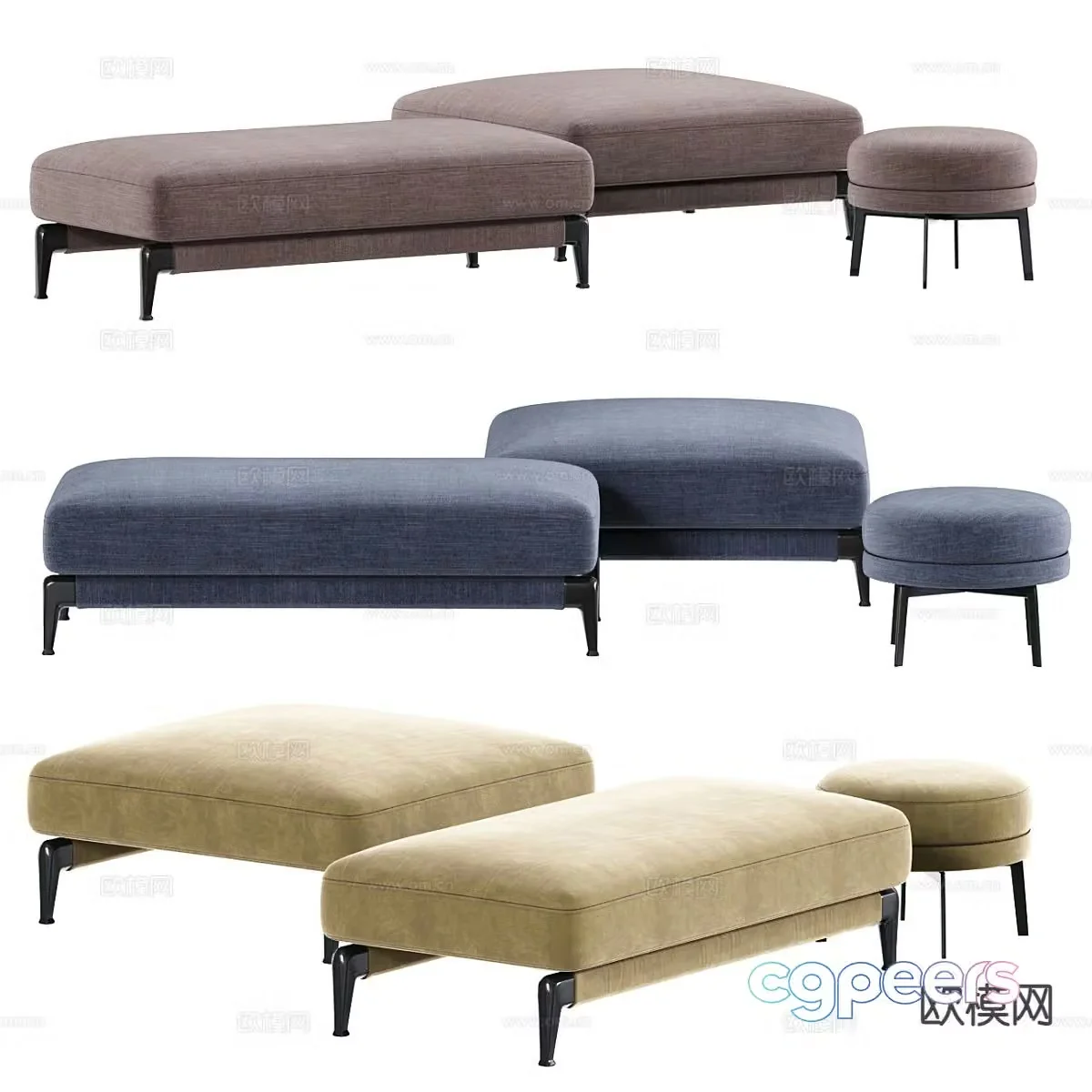 Modern footrest sofa stool 3d model
