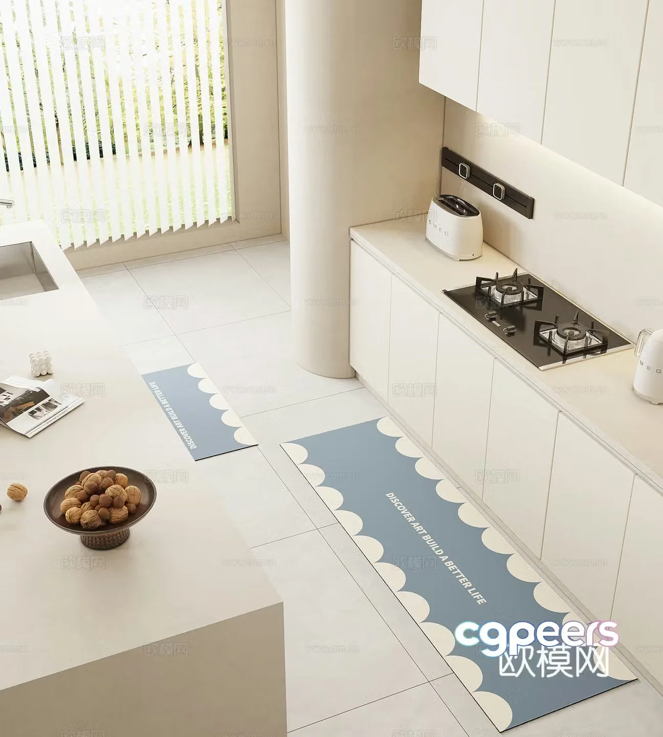 Modern kitchen floor mat carpet 3d model