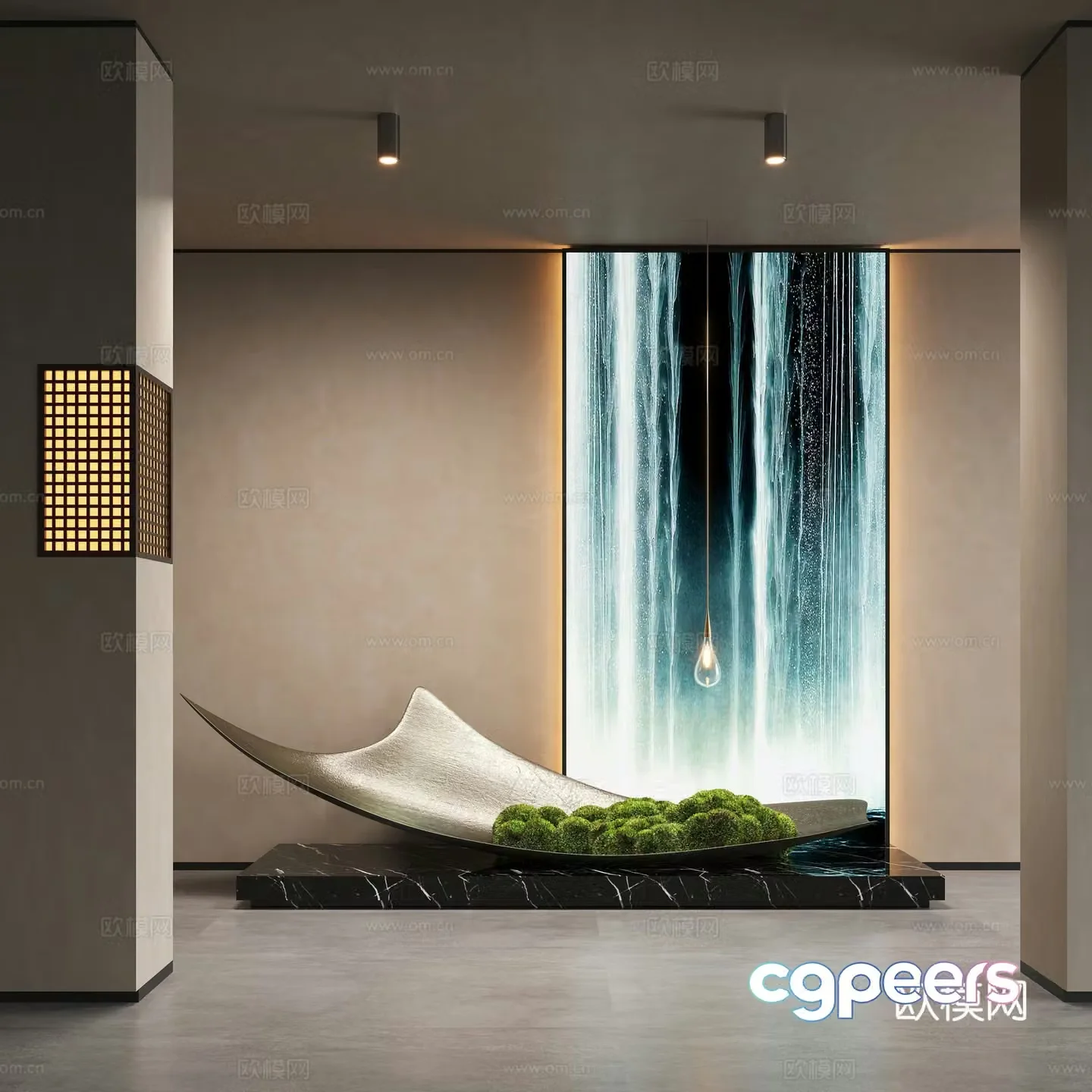 New Chinese style room landscape installation art installation 3d model