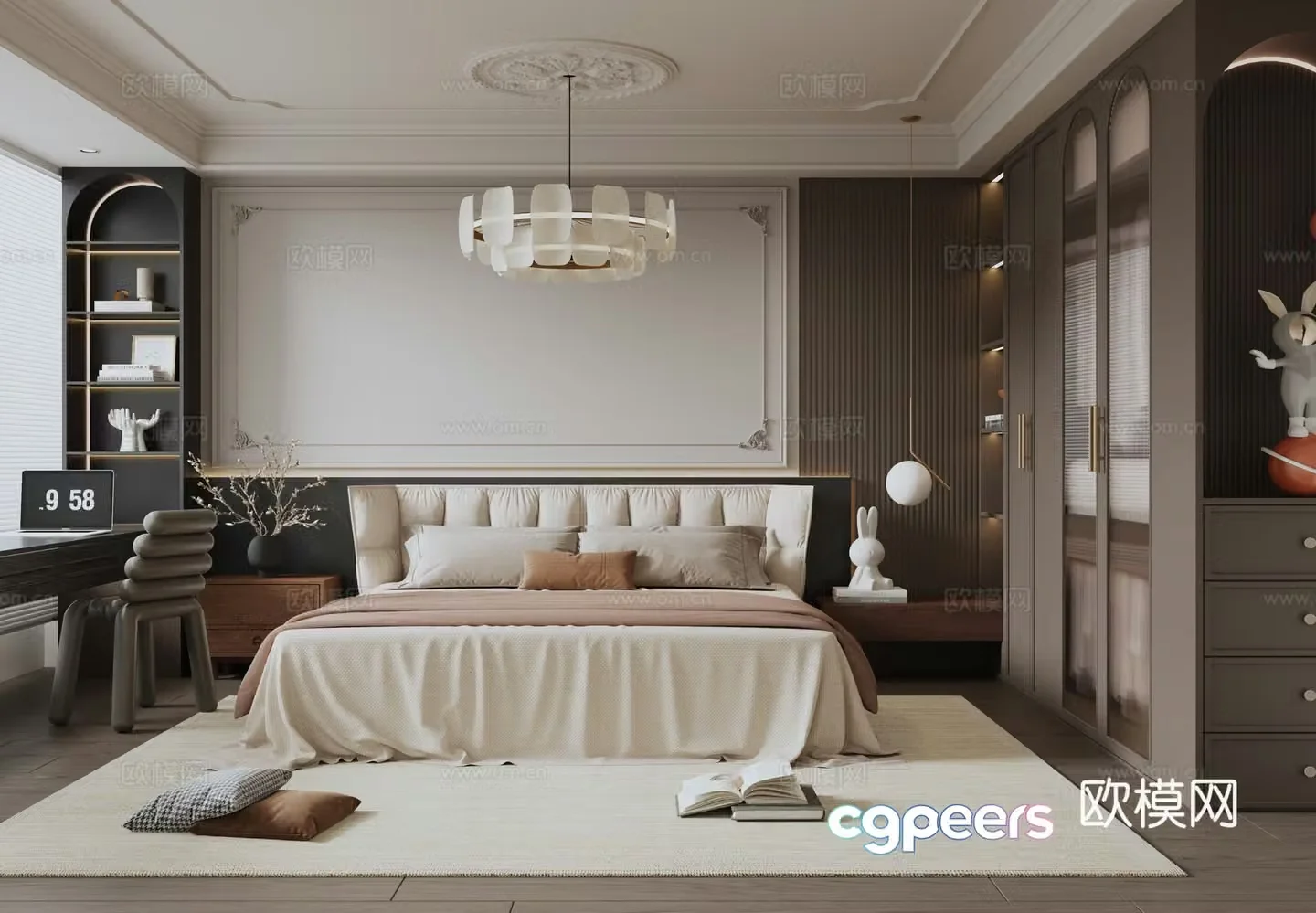 French retro bedroom master bedroom 3d model