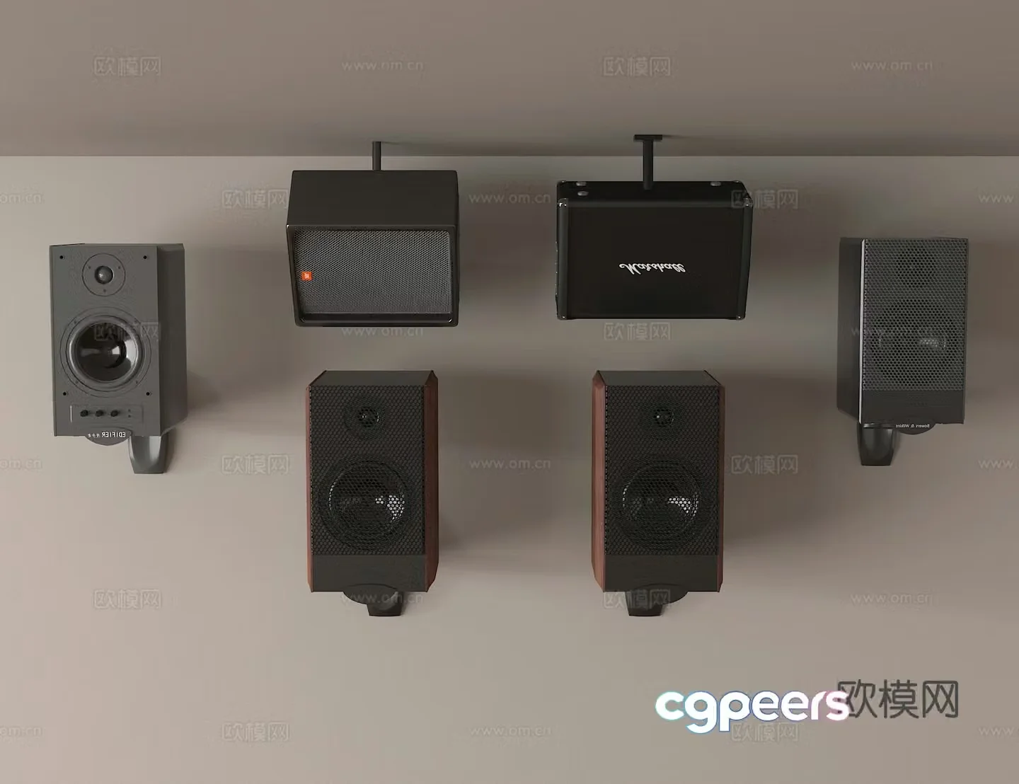Modern hoisting audio wall mounted speaker 3d model