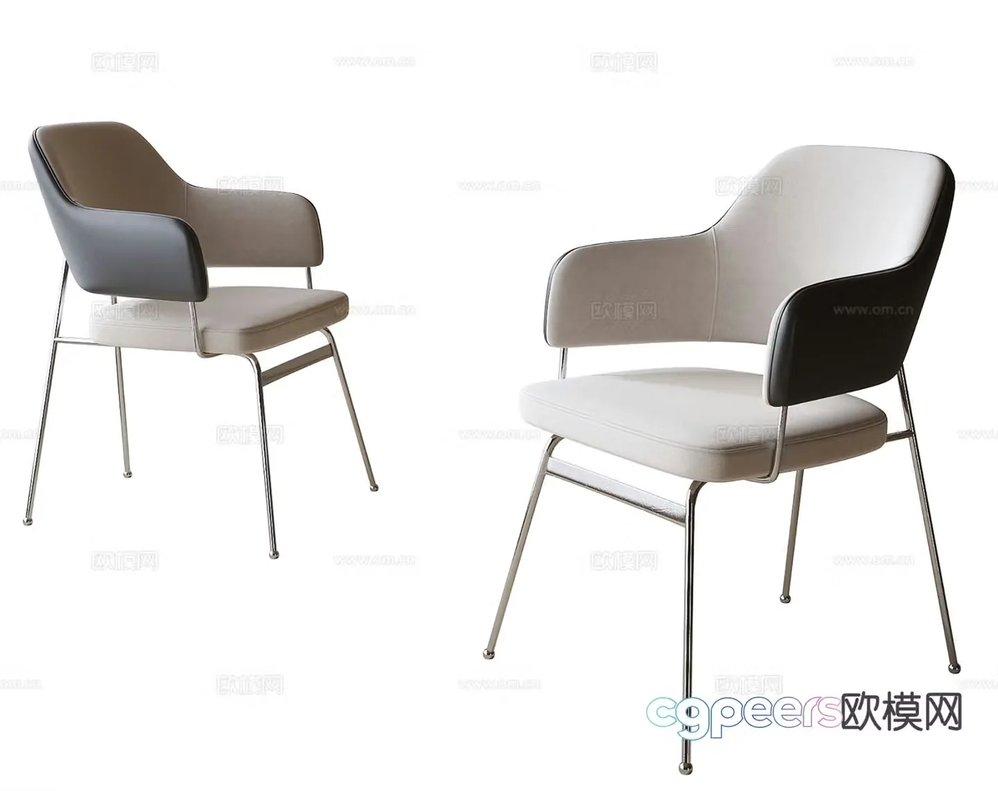 Modern dining chair single chair leisure chair 3d model