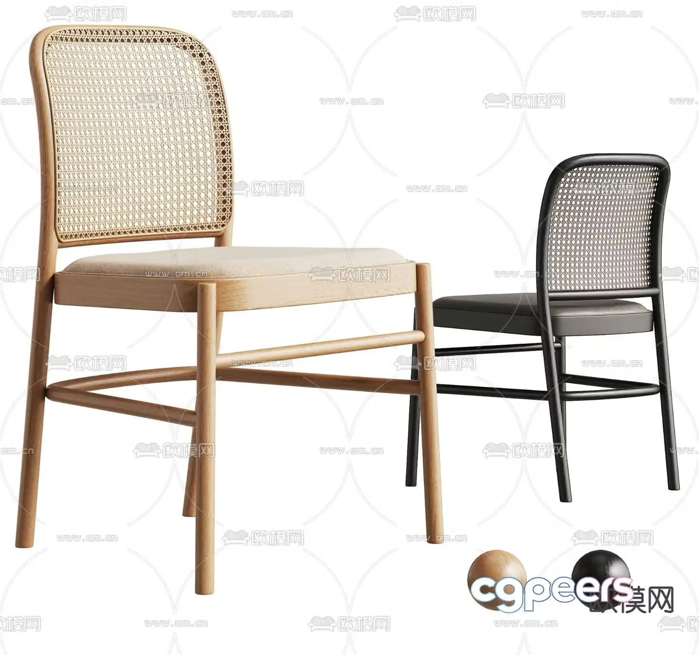 rattan chair dining chair 3d model