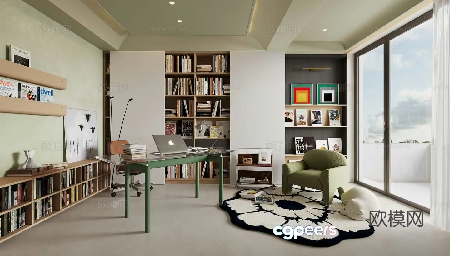 Modern mixed study room 3D model