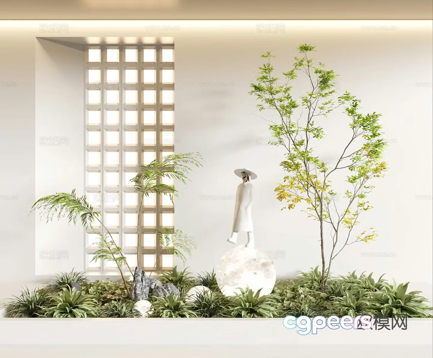Modern indoor landscape plant landscaping 3d model