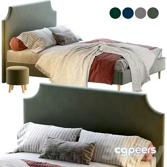 3ds Max Free – Bed Adona-Legs 160 Velvet Divanru with pouffe Plidi