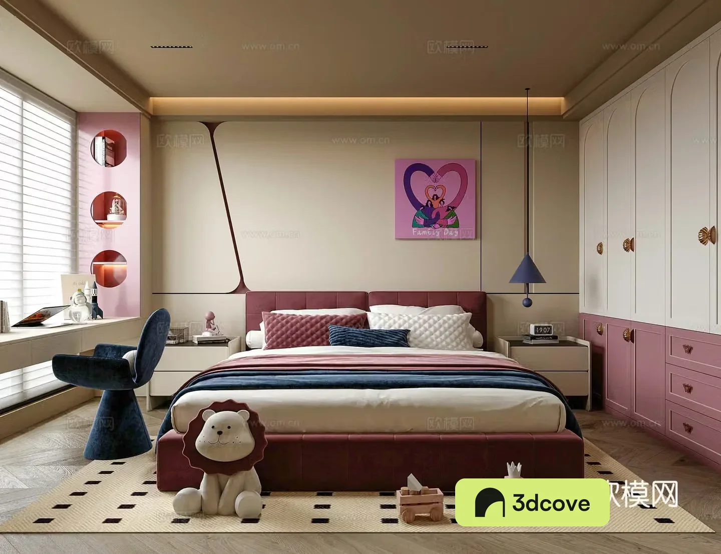 Modern girl room children’s room children’s bed children’s desk chair