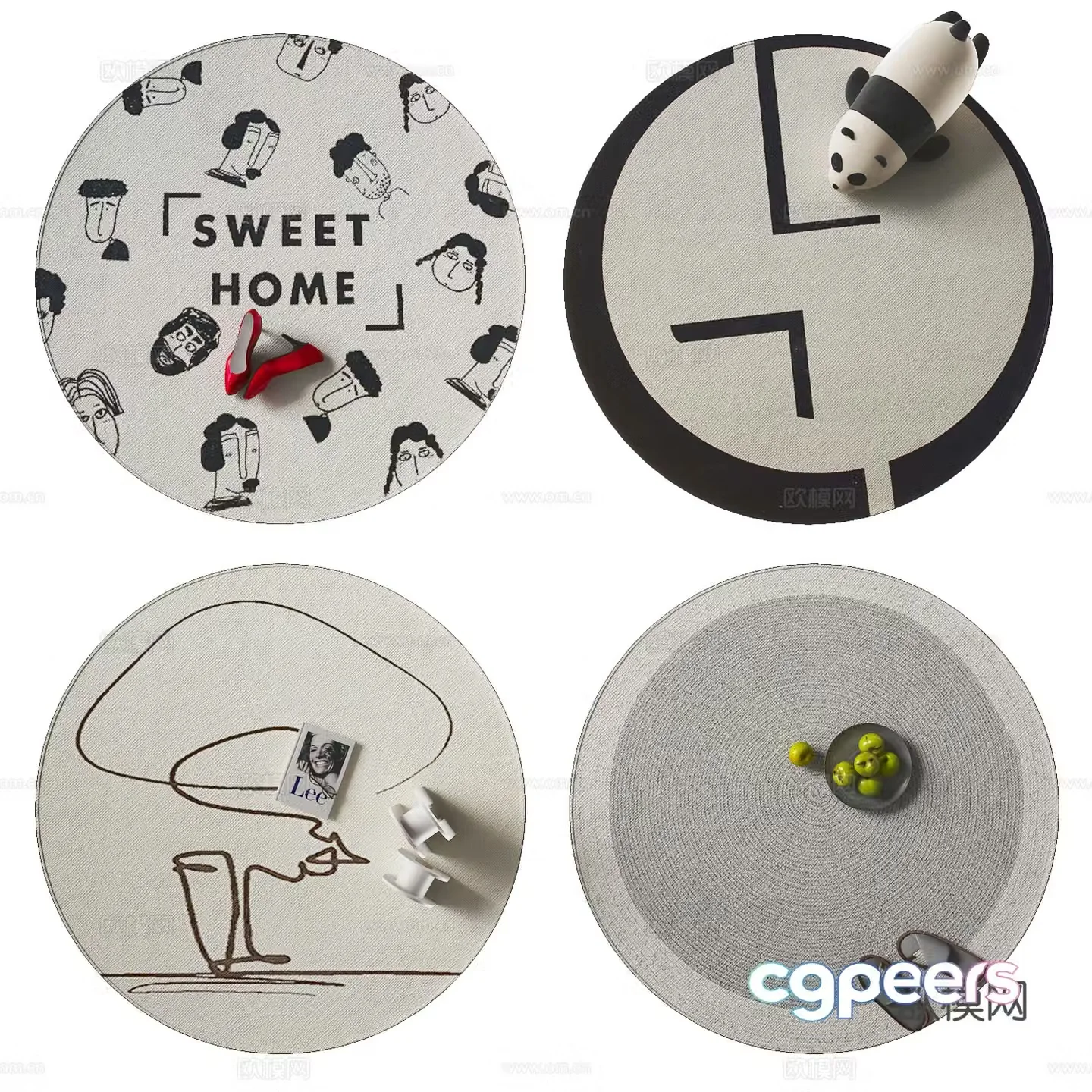 Modern round carpet 3d model