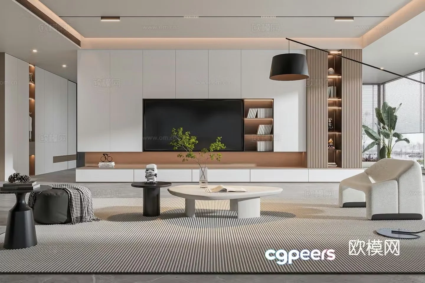 Modern living and dining room living room without lights sofa combination coffee table combination jewelry ornaments 3D model