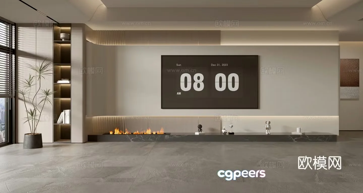 Modern minimalist TV background wall TV wall full wall TV cabinet 3d model