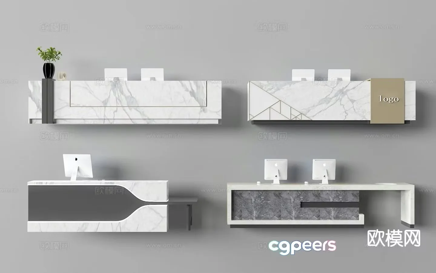 Modern front desk reception desk service desk 3d model