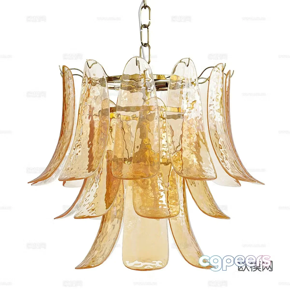 New Chinese style light luxury Murano glass chandelier 3D model