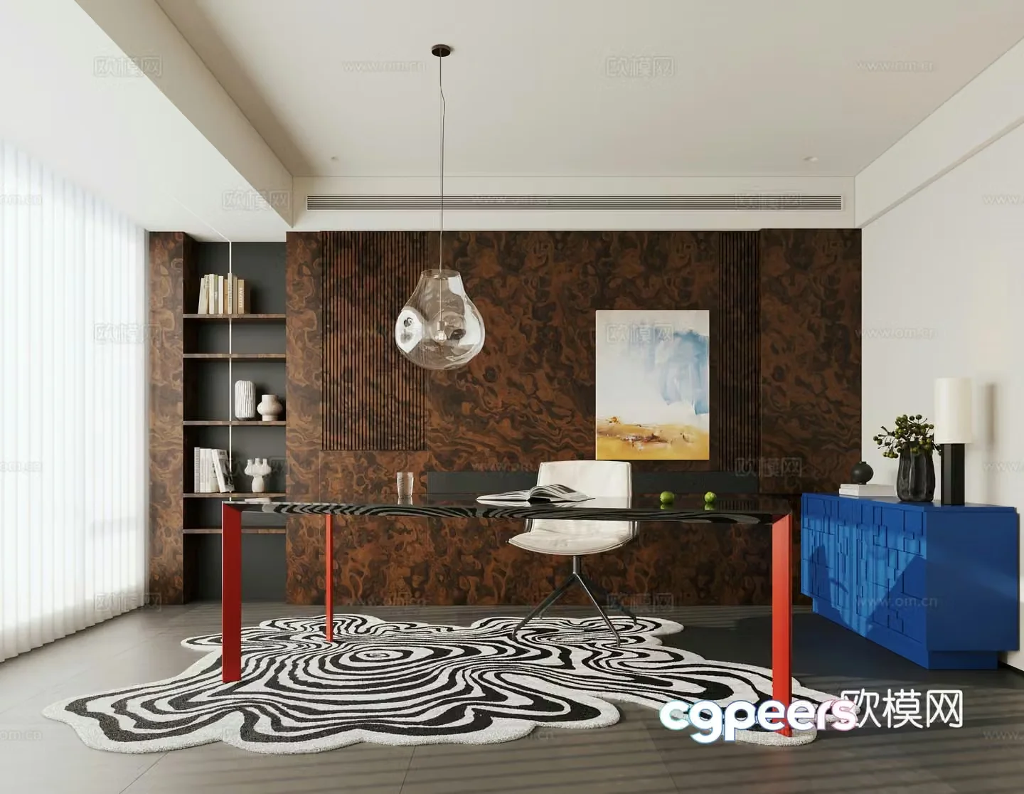 Modern retro study bedroom study living room study open study Bauhaus study pair 3D model