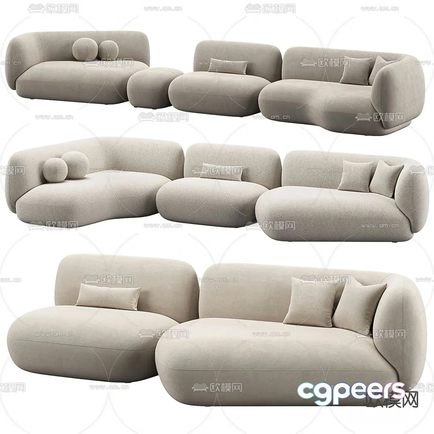 Potoco Italian multi-seater sofa 3d model