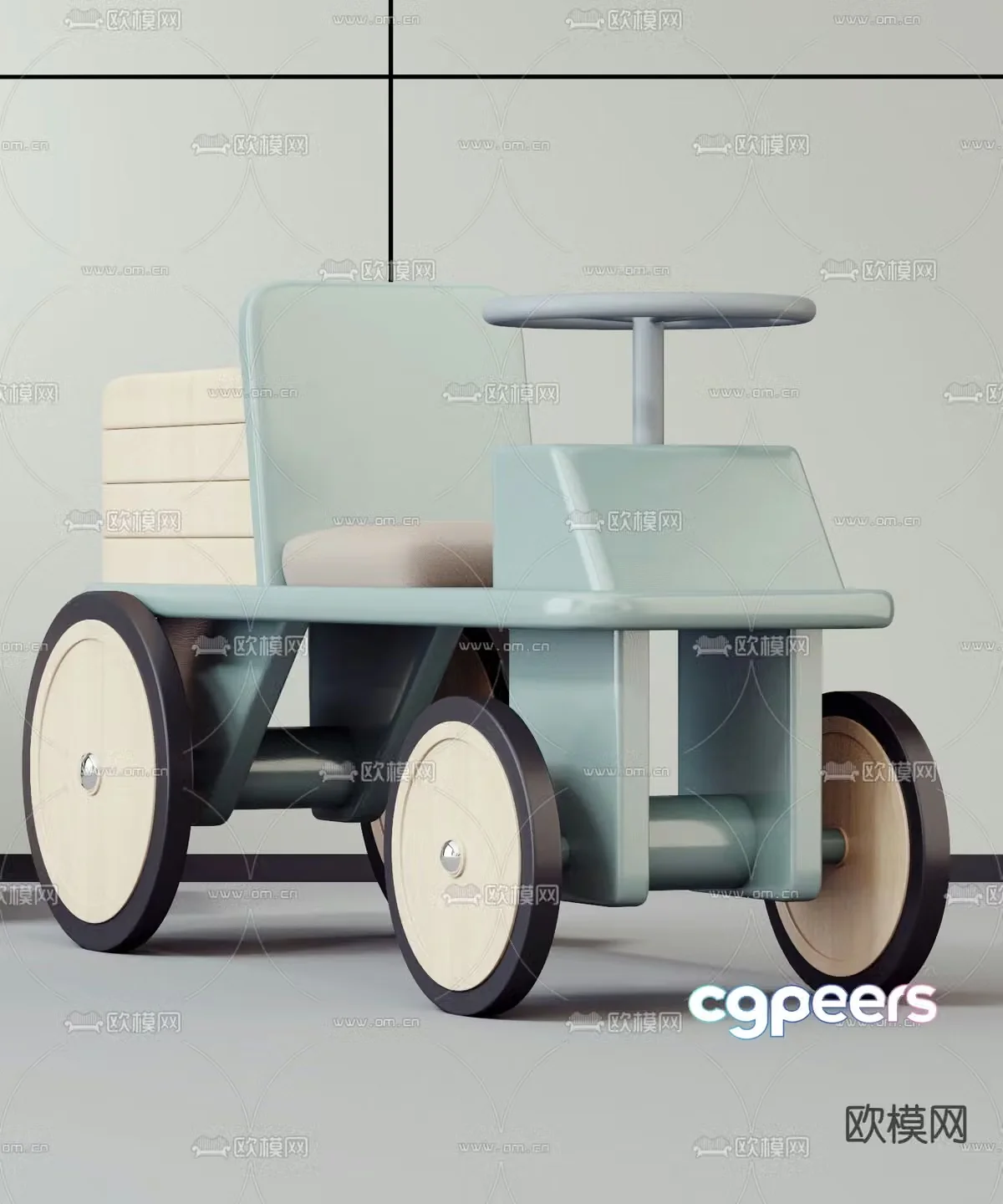 Modern solid wood children’s toy car 3d model