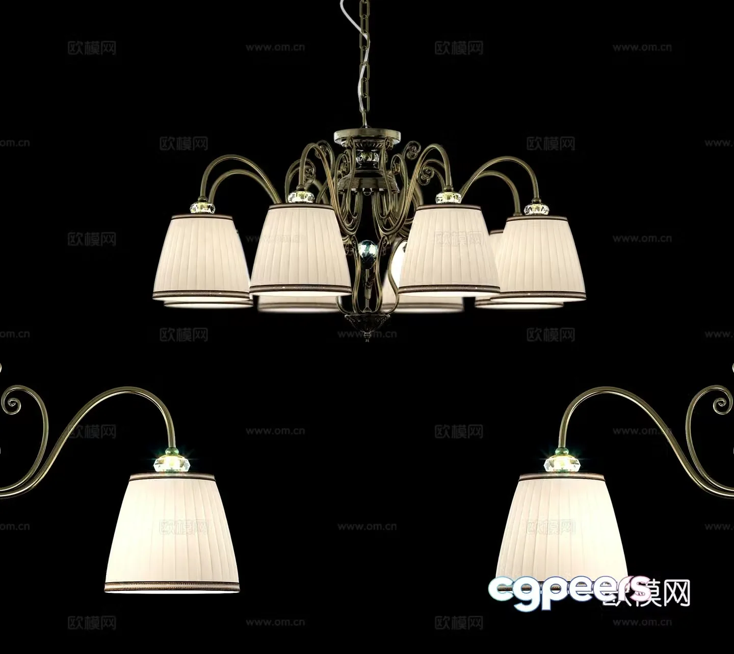 American metal chandelier 3d model