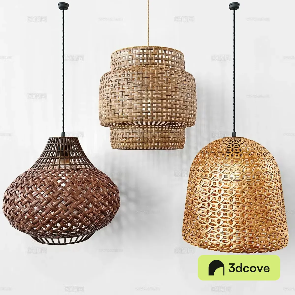 Wabiji rattan small chandelier