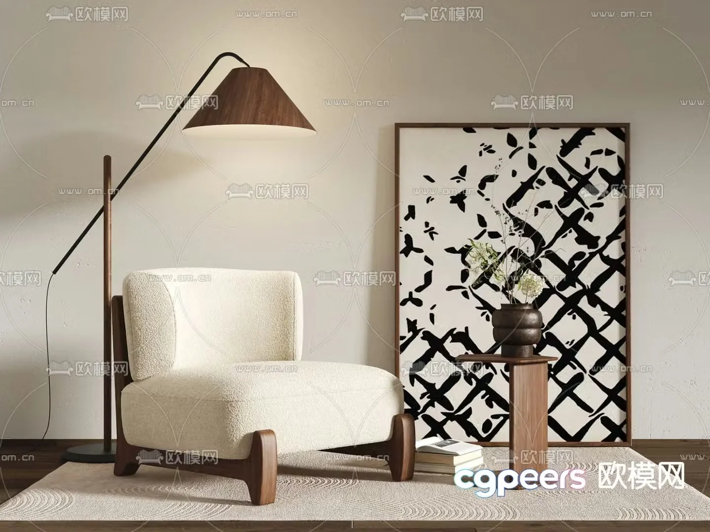 Wabi-sabi style leisure chair sofa chair 3d model