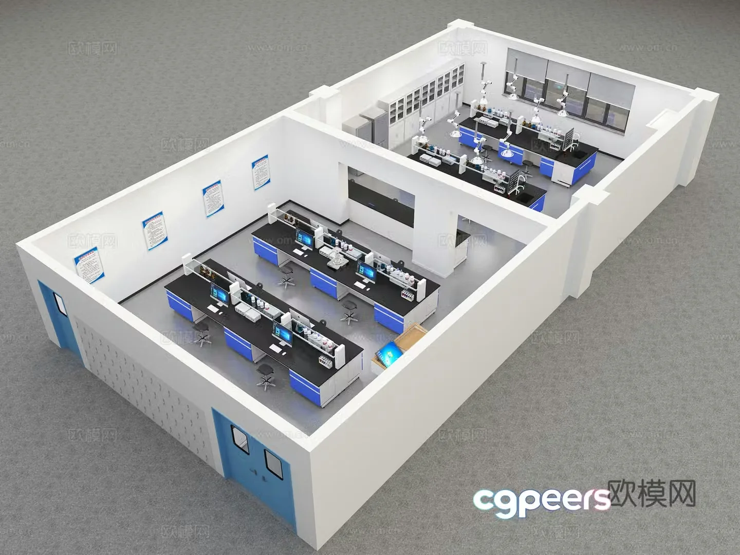 Modern laboratory workbench 3d model