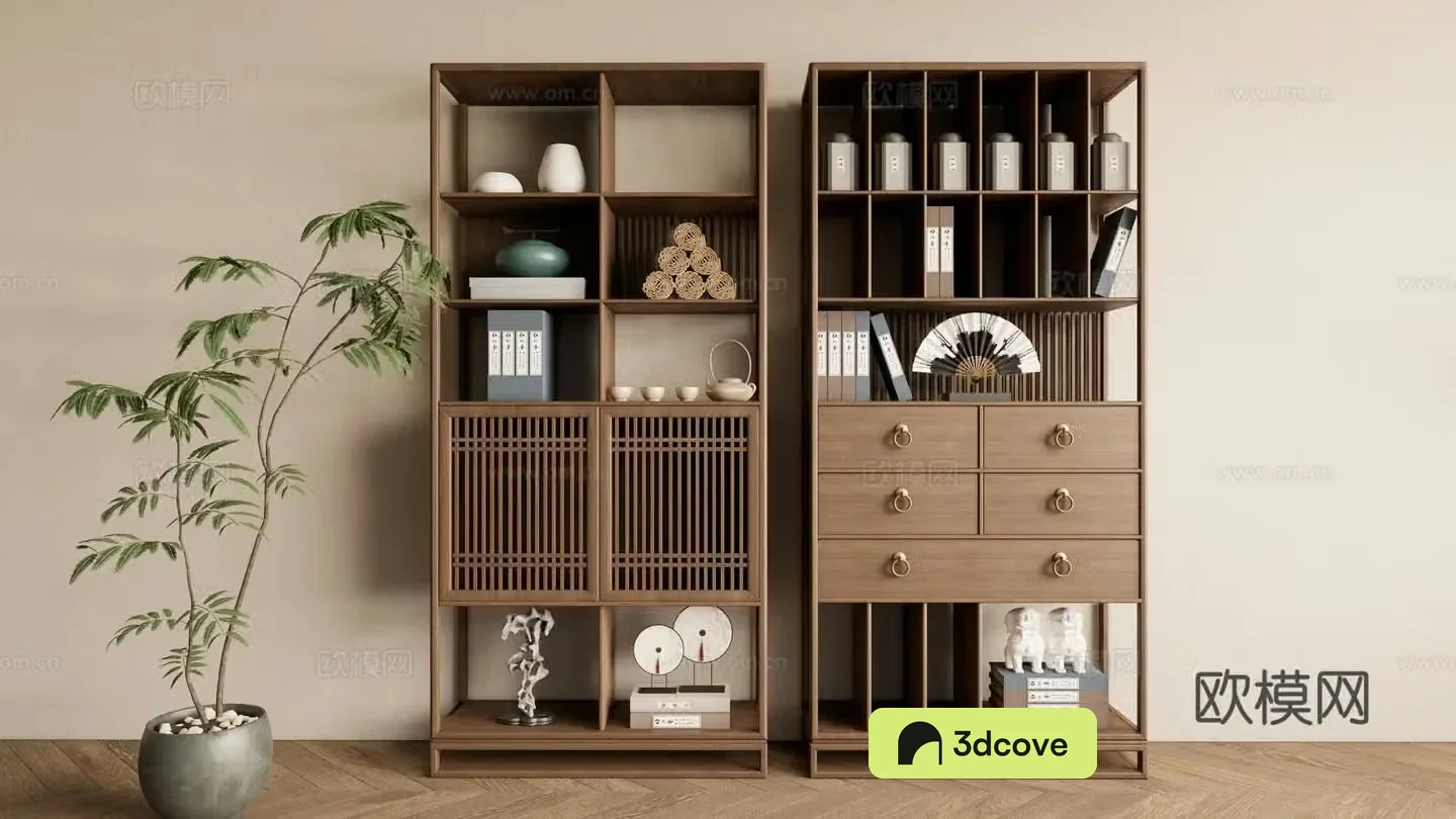 New Chinese style Zen book shelf