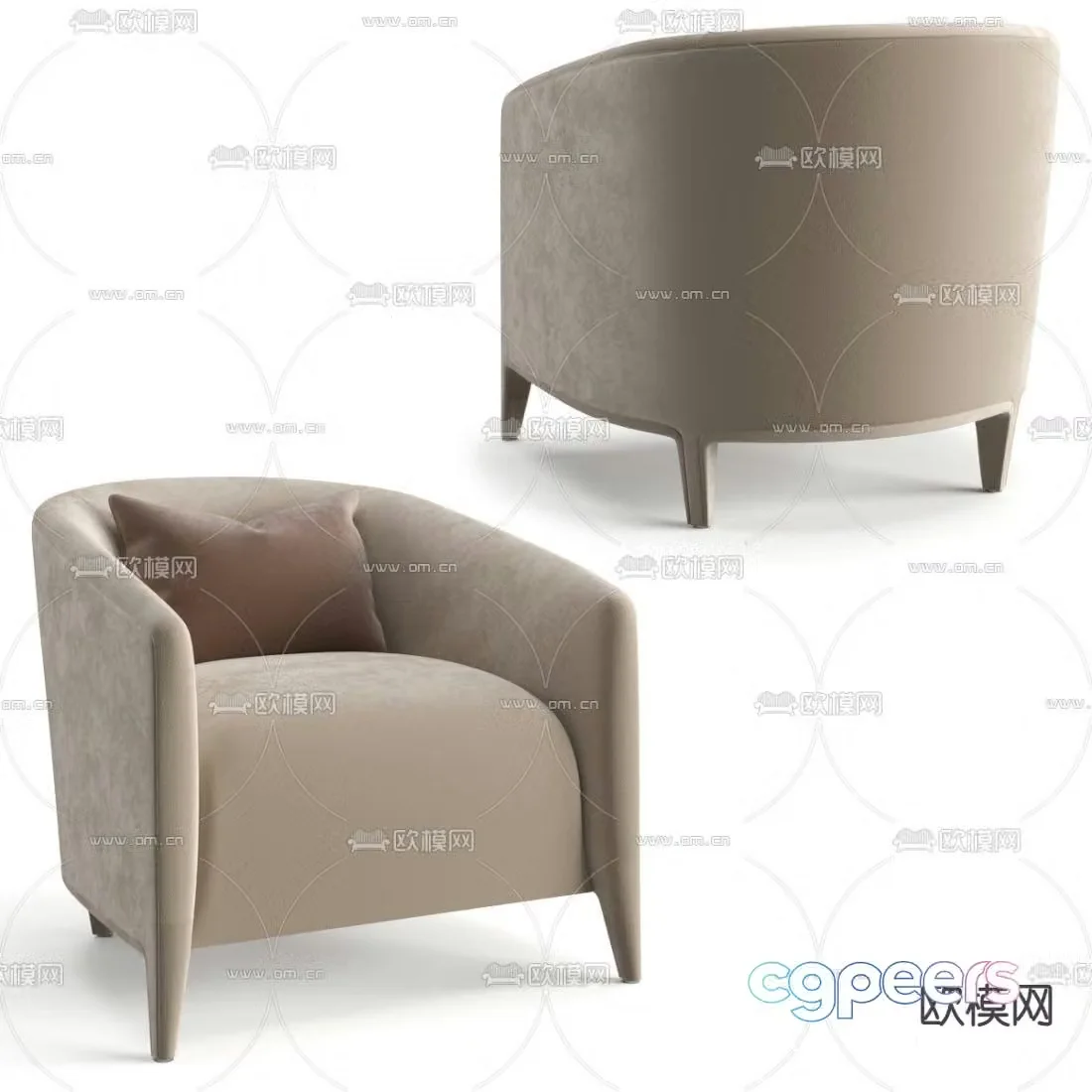 Fendi Casa modern fabric lounge chair 3d model
